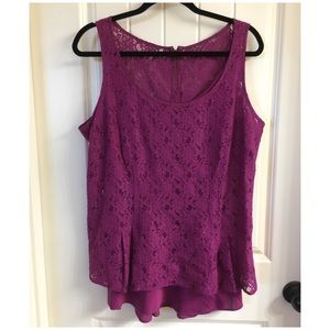 Lacy Top and Boysenberry cami